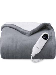 lot 10112 image: Bedsure Heated Blanket Electric Blanket - Soft Flannel Electric Throw, Heating Blanket with 4 Time Settings, 6 Heat Settings, and 3 hrs Timer Auto Shut Off (50x60 inches, Grey)
