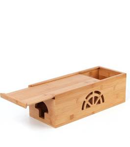 lot 10119 image: Extra Large Cable Management Box with Lid, Bamboo Cable Box for Cords, Power Strips or Surge Protectors, Hide Loose Wires Behind TVs, Home, Computers, Office Desks by HTB