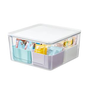 lot 10127 image: Rosanna Pansino x iDesign Recycled Plastic Kitchen Storage Bins, Includes 1 Large Bin with Lid and 4 Medium Bins, Multicolored BinsMarshmallow Lid, 12 x 12 x 6