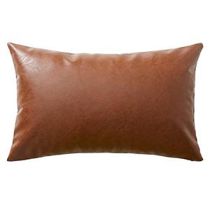 lot 10163 image: Fancy Homi Faux Leather Boho Decorative Throw Pillow Covers, Thick Modern Solid Square Cushion Case Set for Couch Sofa Bedroom Car Living Room (12x20 Inch30x50 cm, Brown)