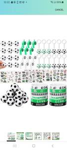 lot 10165 image: Party Favors Set, Basketball Baseball Soccer Football Goodie Bag Fillers, Toy Whistle, Stickers Stress Ball Keychain Silicone Bracelet Erasers for Birthday Party Supplies(Soccer) quantity unverified 
