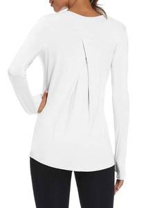 lot 10179 image: Mippo Womens Workout Athletic Yoga Long Sleeve Shirts Cute Work Out Gym Pilates Clothes Soft Lightweight Long Tunic Tops with Thumb Holes White S