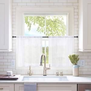 lot 10191 image: MIULEE 2 Panels Kitchen Tiers Half Window Sheer Curtains Rod Pocket Voile Drapes for Kitchen Bathroom Small Windows 54 by 24 Inch White