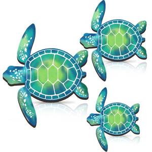 lot 10195 image: 3 Sizes Sea Turtle Wall Decor Wood Ocean Turtle Canvas Wall Decor Beach Theme Art Decorations Hanging Turtle Sea Life Wall Art for Indoor Outdoor Bathroom Office Wall Decor (Blue Green)