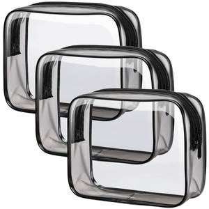 lot 10207 image: PACKISM Clear Toiletry Bag - 3 Pack TSA Approved Toiletry Bag Quart Size Bag, Travel Makeup Cosmetic Bag for Women, Carry on Airport Airline Compliant Bag, Black