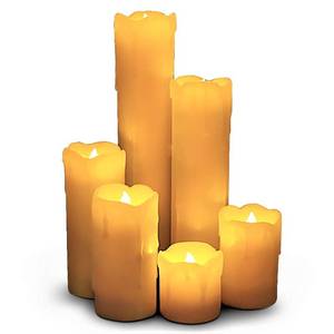 lot 10217 image: LED Lytes Timer Candles Set of 6, 2 Wide, 2- 9 Tall, Dripping Wax Affect and Amber Flame, Flameless Candles Flickering, Wax Candles for Home Decor and Wedding Decoration Sets