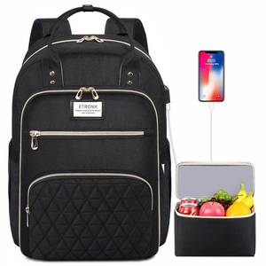 lot 10220 image: ETRONIK Lunch Backpack for Women, 15.6 inch Laptop Backpack with USB Port, Teacher Nurse Work Backpack with Insulated Cooler Lunch Bag, Travel Bags for Women & Men, Gift, Black