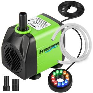 lot 10227 image: FREESEA Fountain Submersible Water Pump 10Watt 160GPH Adjustable Aquarium Pump With LED Light 3.3ft Tubing for Outdoor Pond  Small Fish Tank  Waterfall