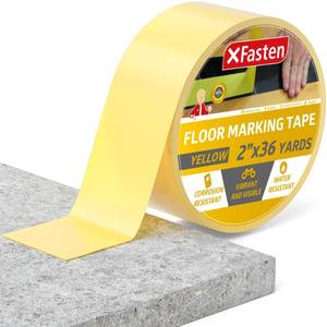 lot 10238 image: XFasten Vinyl Floor Tape 2 Inch x 36 Yards 6 Mils Gym Floor Tape 2 Inch  Court Marking Tape Outdoor 2 Floor Tape for Gymnasium Classroom  Floor Marking Tape Yellow Tape  Vinyl Tape Dancefloor Tape