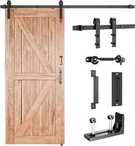 lot 10247 image: JZVXX 6FT Sliding Barn Door Hardware Kit,Barn Door Kit,Fit for Door Panel Width Up to 36, Barn Door HandlePullHookGuide Included- Combination Track Mode- Step by Step Manual Included.(JD-6FT-5)