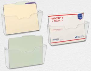 lot 10251 image: Simple Houseware 3 Pack Clear Single Pocket Wall Mount File Holder