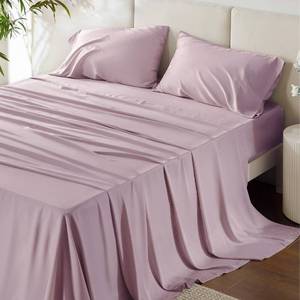 lot 10260 image: Bedsure Queen Sheets, Rayon Derived from Bamboo, Queen Cooling Sheet Set, Deep Pocket Up to 16, Breathable & Soft Bed Sheets, Hotel Luxury Silky Bedding Sheets & Pillowcases, Lavender
