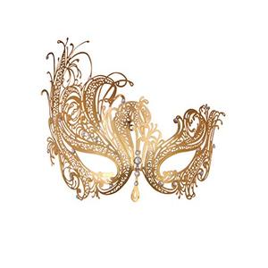 lot 10263 image: Masquerade Mask for Women Metal Mask Shiny Rhinestone Venetian Party Evening Prom Ball Mask Bar Costumes Accessory (Phoenix Gold)