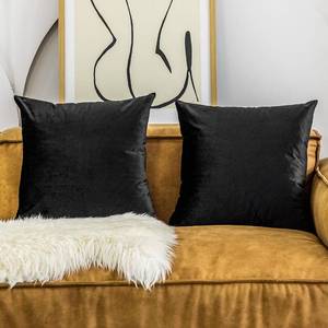 lot 10271 image: Home Brilliant Set of 2 Velvet Floor Pillow Covers 24x24 Euro Pillow Covers Patio Pillow Cases for Bedroom Living Room Couch, 24 x 24 Inch(60cm), Black
