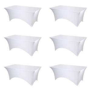 lot 10278 image: BRILLMAX 6 Pack White Fitted Spandex Table Covers - 6Ft Stretch Tablecloths for 6 Foot Rectangle Folding Tables Rectangular Bulk Linen Fabric Elastic for Wedding Banquet Party Buffet Display