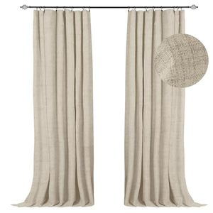 lot 10279 image: 100% Blackout Shield Linen Blackout Curtains 72 Inch Long 2 Panels Set, Clip RingsRod Pocket Blackout Curtains, Black Out Curtains & Drapes for Bedroom, 50 inches Wide Each Panel, Natural Flax