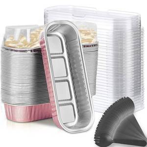 lot 10281 image: Findful Mini Loaf Baking Pans with Lids and Spoons (50 Pack, 6.8oz) Rectangle Aluminum Foil Baking Pans Tins Containers - Cupcake Containers Wrappers Cheesecake Creme Brulee Ramekins
