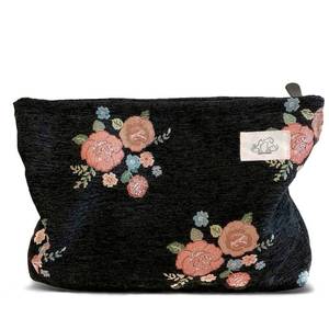 lot 10294 image: HAPPYHEIDI Vintage Corduroy Makeup Bag Cosmetic Pouch, Make Up Travel Purse Organizer,Cute Gray