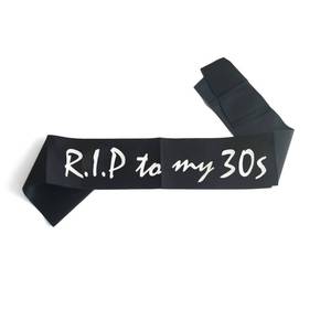 lot 10314 image: RIP to My 30s Sash, Happy 40th Birthday Sash, 40 Years Old Birthday Funny Gifts for Men Women, RIP to My Youth Birthday Party Supplies Decoration, Soft Black Sash with Silver Foil Lettering