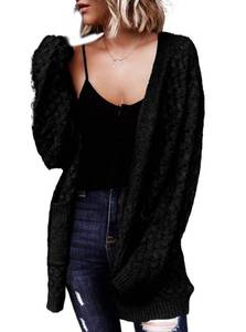 lot 10324 image: Dokotoo Black Sweater for Women 2024 Fashion Trendy Loose Casual Fall Thick Long Sleeve Open Front Long Chunky Cable Knit Cardigan Sweater Outerwear Coat with Pockets Small