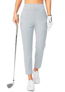 lot 10340 image: SANTINY Womens Golf Pants with 3 Zipper Pockets 78 Stretch High Waisted Ankle Pants for Women Travel Work (Light Grey_S)