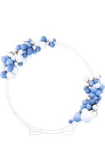 lot 10343 image: HEOMU 6.5FT Round Backdrop Stand Circle Balloon Arch Stand, Metal Wedding Flower Ring Arch Stand Wedding Arches for Ceremony, Birthday Party, Baby Shower, Graduation Backdrop Decoration, White