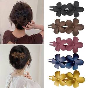 lot 10345 image: Medium Flower Hair Clips Non-Slip Matte Hair Clamps Flat French Floral Claw Clip Cute Hair Accessories for women Girls Hair Decorations - 5 Pcs