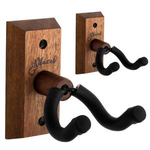 lot 10356 image: XILAZAB Guitar Wall Mount 2 Pack, Black Walnut Guitar Hanger for Wall, U-Shaped Guitar Wall Hook Holder Wall Mount, Guitar Hanger Stand Wall for Acoustic Electric Guitar Bass Banjo Mandolin