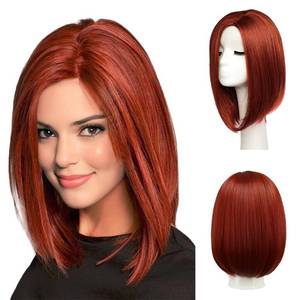 lot 10359 image: BESTUNG Red Bob Wigs for Women Short Straight Red Wig Side Part Synthetic Hair Costume Wigs for Cosplay Daily Party Halloween