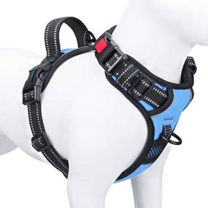 lot 10372 image: PHOEPET No Pull Dog Harness 3M Reflective Adjustable Vest with a Training Handle, Name ID Pocket, 2 Metal Leash Hooks, 3 Snap Buckles Easy to Put on & Take Off(L, Baby Blue)