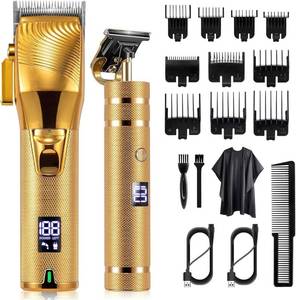 lot 10380 image: Hair Clippers for Men, Professional Hair Trimmer Barber Set Cordless Beard Trimmer Haircut Grooming Kit Gift for MenWomenKidsPet (Gold)