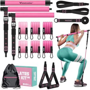 lot 10381 image: Pilates Bar Kit with Resistance Bands, Multifunctional Pilates Bar for Women & Men with Heavy-Duty Metal Adjustment Buckle, Pilates Home Equipment for Full Body Workouts