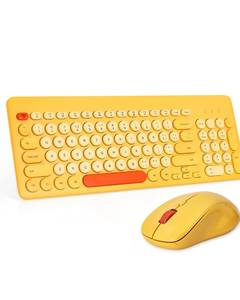 lot 10391 image: Arcwares Wireless Keyboard and Mouse Combo, Sweet Yellow Cute Keyboard, 2.4G USB Ergonomic Full-Sized Mute Keyboard for Computer, Laptop, PC Desktops, Mac