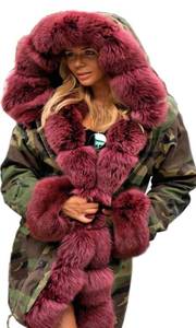 lot 10394 image: Roiii Women Thicken Warm Winter Coat Hood Down Parka Faux Fur Outdoor Overcoat Long Jacket Outwear 3xL