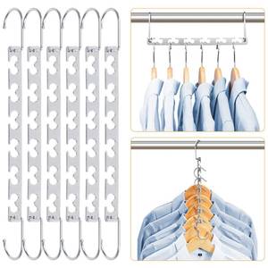 lot 10477 image: Magic Clothing Sturdy Metal Hangers Wardrobe Closet Organizer Space Saving Hanger Pack of 6 Cascading Hangers