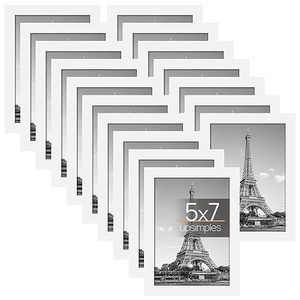 lot 10479 image: upsimples 5x7 Picture Frame with Real Glass,Bulk Photo Frames for Wall or Tabletop Display,Set of 17,White