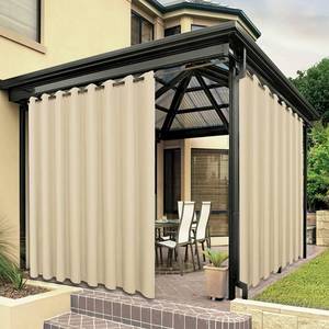 lot 10487 image: BONZER Wide Waterproof Outdoor Curtains for Patio Heavy Privacy Sunlight Blocking Grommet Outside Curtains for Porch, Pergola, Gazebo, 1 Panel, 110W x 108L inch, Cream
