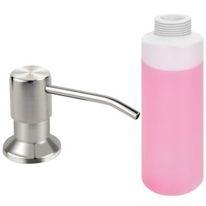 lot 10489 image: Soap Dispenser for Kitchen Sink, Brushed Nickel Built in Sink Soap Dispenser, Stainless Steel Kitchen Soap Pump Head with 17oz Bottle
