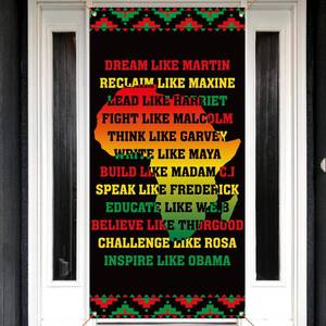 lot 10505 image: Pudodo Black History Month Door Cover Juneteenth African American Festival Holiday Door Banner Party Photography Home Office Porch Decor