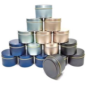 lot 10508 image: Unixing 16 Pcs Candle Tins 4 oz, Metal Round Candle Containers for DIY Candle Making, Arts & Crafts, Storage and Holiday Gifts, Dark Blue Light Blue Champagne Black Candle Tins