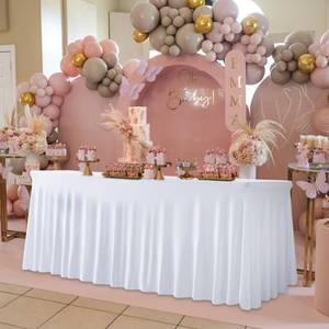 lot 10517 image: White Table cloth for Rectangle table 6ft Table Cover for 6 foot tables White Table Cover 6ft Spandex Table Covers 6ft Table Skirts for Rectangle Table 6ft White Tablecloth for Rectangle Tables