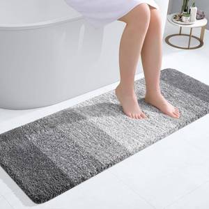 lot 10530 image: OLANLY Luxury Bathroom Rug Mat 47x17, Extra Soft and Absorbent Microfiber Bath Rugs, Non-Slip Plush Shaggy Bath Carpet Runner, Machine Wash Dry, Bath Mats for Bathroom Floor, Tub and Shower, Grey
