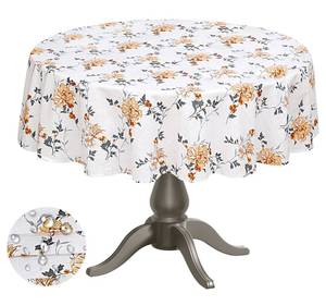lot 10539 image: RUVANTI Round Tablecloth 70 Inch, for 3-6 Feet Tables, Round Table Cover is Stain Resistant, Washable. Perfect for Indoor, Outdoor Tablecloth, Kitchen, Dining, Wedding, Parties - Orange Grey Floral