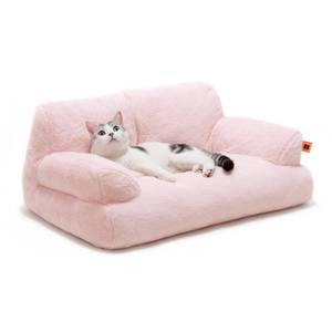 lot 10542 image: MEWOOFUN Pet Couch Bed, Washable Cat Beds for Medium Small Dogs & Cats up to 25 lbs, Dog Beds with Non-Slip Bottom, Fluffy Cat Couch, 261913 Inch (Pink)