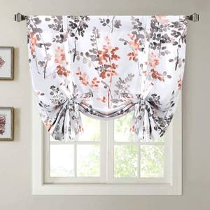 lot 10549 image: H.VERSAILTEX Blackout Tie Up Curtain - Thermal Insulated Balloon Curtain for Small Window Adjustable Kitchen Tie Up Curtain (Floral Pattern in Grey and Coral, Rod Pocket Panel, 42 W x 45 L)