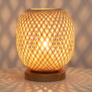 lot 10553 image: Capslpad Dimmable Rattan Table Lamp Bamboo Woven Handmade Boho Beside Lamp,Small Wicker Desktop Nightstand Lamp Accent Lamp for Kids Living Room,Bedroom,Dorm Decor