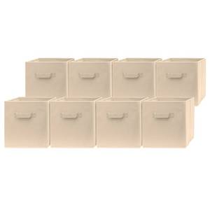 lot 10554 image: Pomatree Fabric Storage Cubes - 8 Pack - Cube Storage Organizer Bins  Handles on Both Sides  Foldable Cube Storage Bin for Home, Kids Room, Nursery and Playroom  Closet and Toys (Beige - 8 pack)