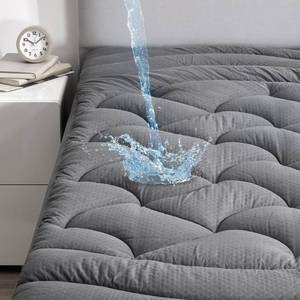 lot 10562 image: SLEEP ZONE Grey Twin Waterproof Mattress Pad, Premium Soft Embossed Mattress Topper, Quilted Fitted Mattress Protector Cover with Elastic Deep Pocket (Grey, Twin)