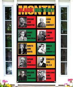 lot 10569 image: Black History Month Door Cover African American Festival Holiday Party Front Door Banner Photography Home Porch Decoration