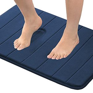 lot 10571 image: Flamingo P Memory Foam Bath Mat, Extra Soft Non Slip Absorbent Bathroom Rugs Machine Washable Bath Mats for Bathroom Thick Bath Rug Carpet for Bathroom Floor, Tub, Shower, 20x32 Inches, Navy